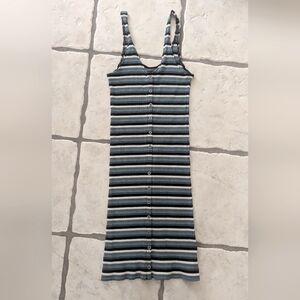 American Eagle Y2K Ribbed Striped Midi Dress
